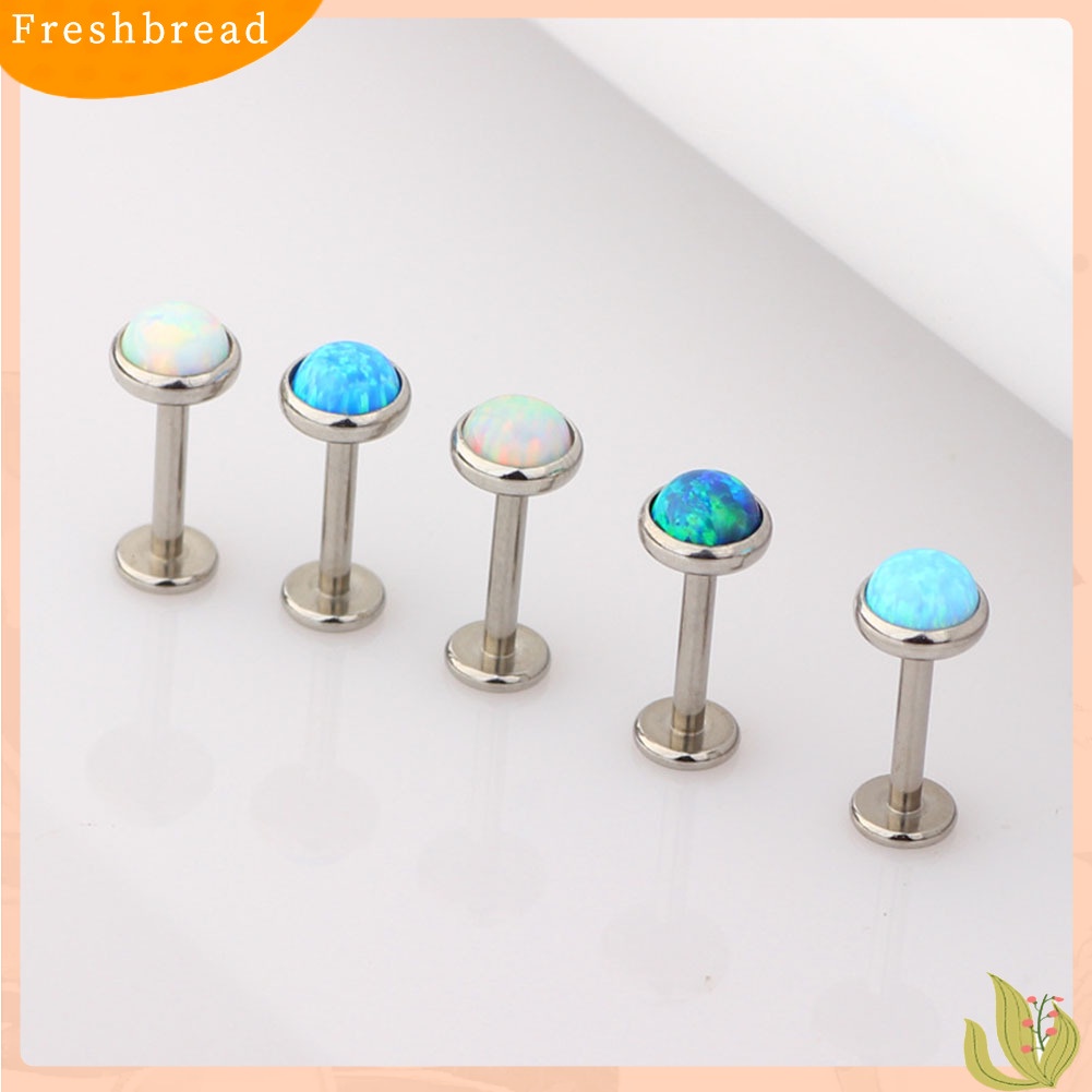 &lt; Freshbread &gt; 1Pc Pria Wanita Imitasi Opal Labret Bibir Cincin Telinga Stud Anting Perhiasan Tindik Tubuh