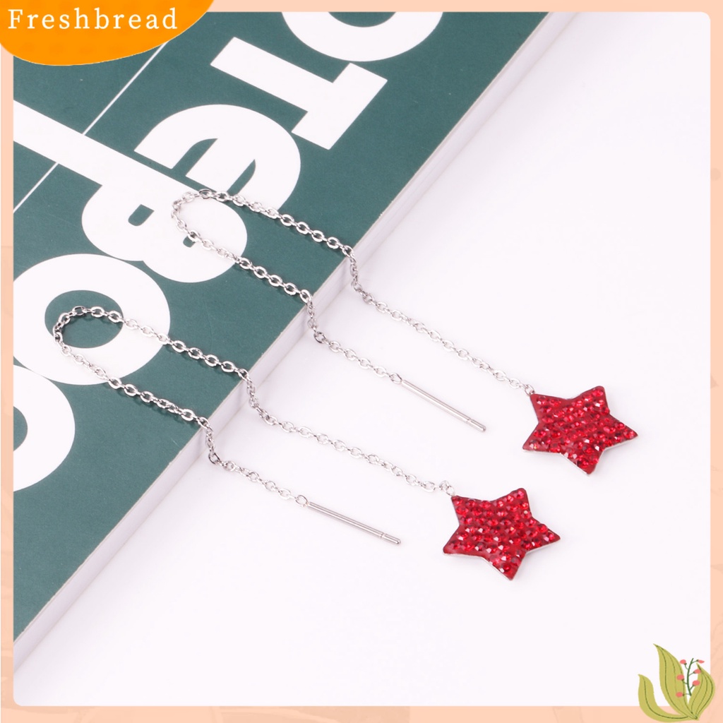 &lt; Freshbread &gt; 1pasang Anting Pejantan Rumbai Lurus Gantung Eropa Dan Amerika Berlebihan Geometris Telinga Dekorasi High-end Pentagram Bintang Kembali Gantung Drop Earrings Perhiasan Fashion