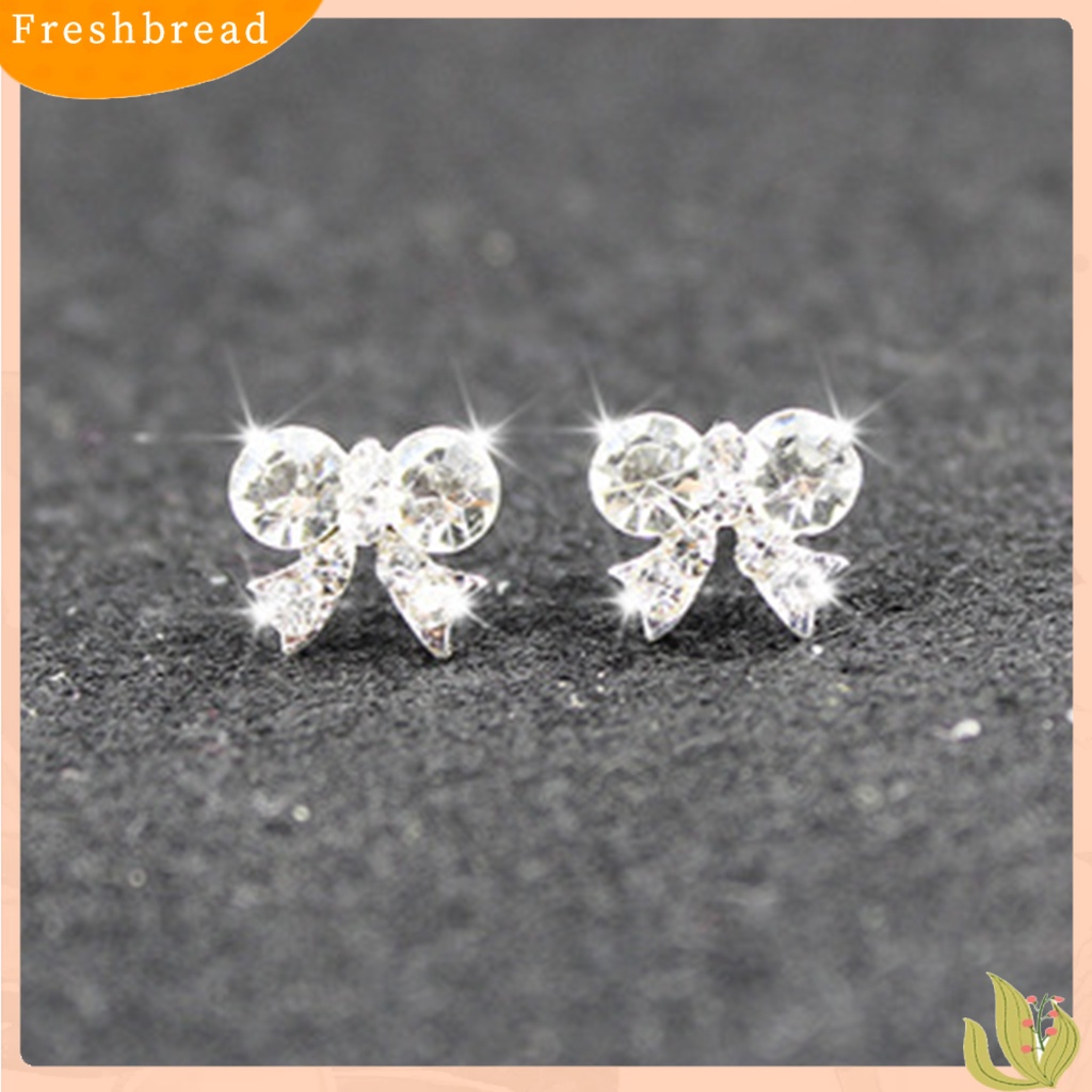 < Freshbread > 1pasang Ear Studs Heart Cubic Zirconia Korea Bow Rabbit Cherry Mutiara Imitasi Stud Earrings Aksesoris Perhiasan