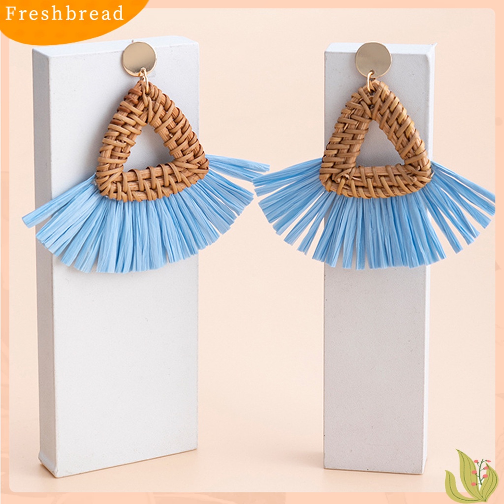 &lt; Freshbread &gt; 1pasang Drop Earrings Braided Berlebihan Gaya Boho Desain Niche Anting Menjuntai Aksesoris Wanita