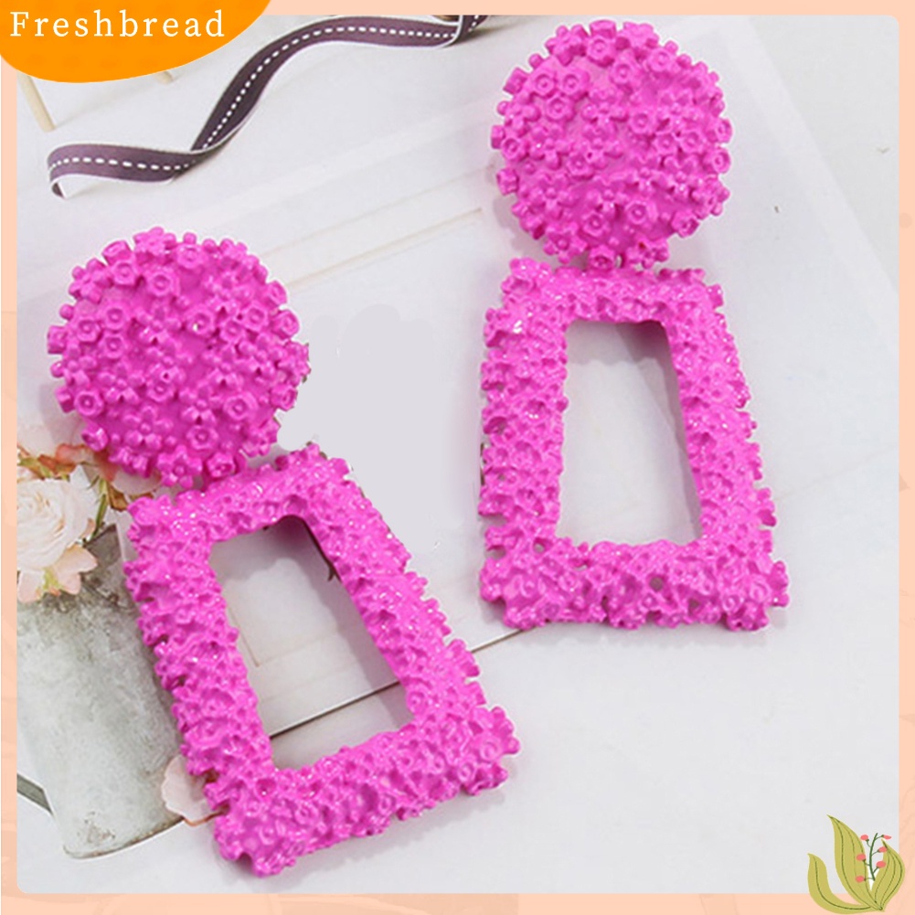 &lt; Freshbread &gt; Wanita Fashion Geometris Trapesium Panjang Berongga Drop Anting-Anting Pernyataan Perhiasan