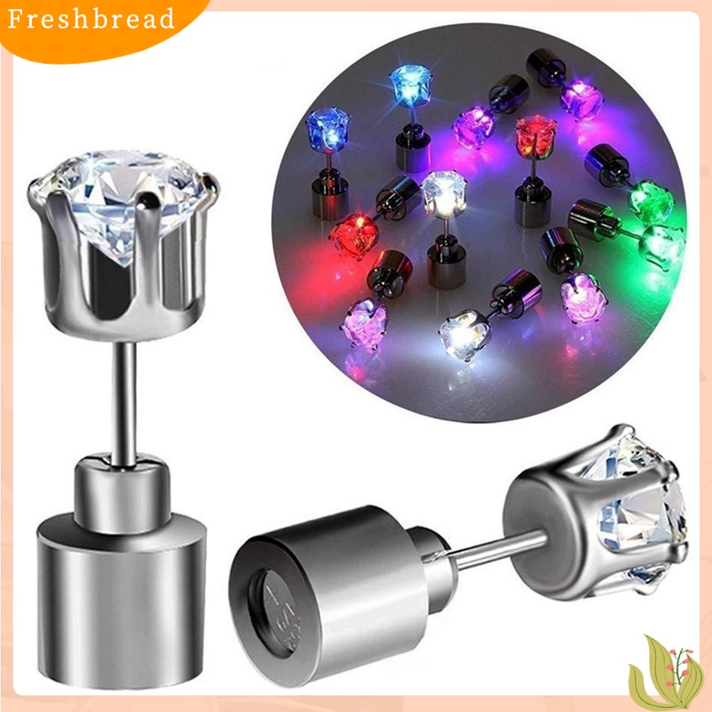 &lt; Freshbread &gt; 1Pc Ear Stud Flashing Eye-catching Transparansi Tinggi Buatan Tangan Kristal Imitasi Hias Portable LED Wanita Stud Earring Aksesoris Wanita