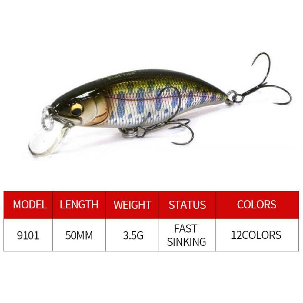 TOP Umpan Ikan Kecil Tenggelam bass Bergaris Panas 5cm 3.5g Minnow Lures