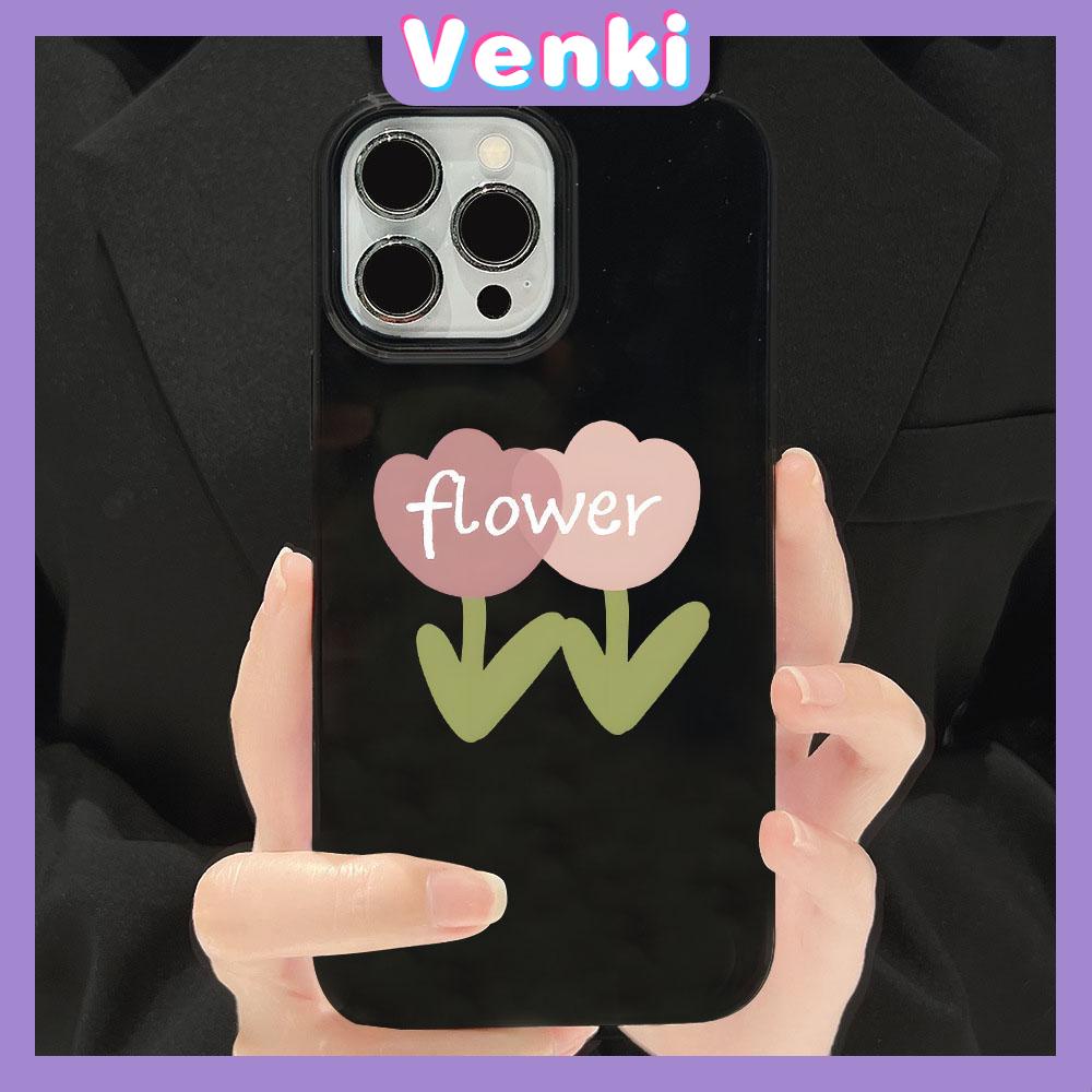 iPhone Case Soft TPU Glossy Black Candy Case Cute Flower Camera Protection Shockproof For iPhone 14 13 12 11 Pro Max 7 8 Plus X XR