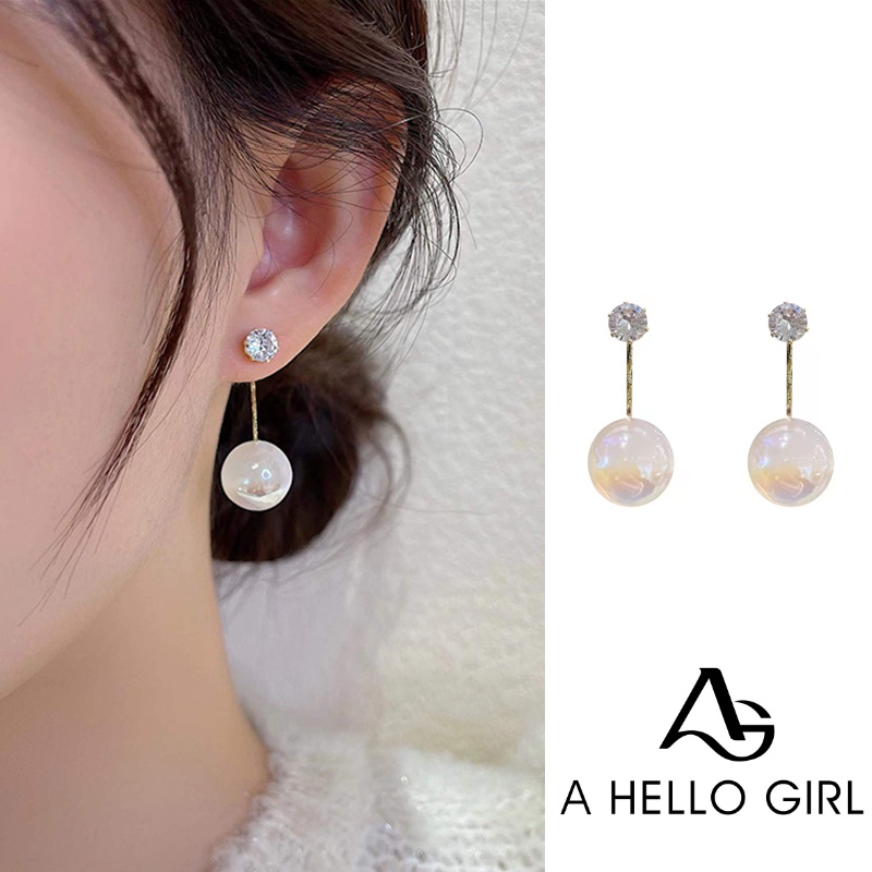 Anting Tusuk Gantung Sterling Silver 925 Desain Mermaid Hias Mutiara + Berlian Imitasi Untuk Wanita