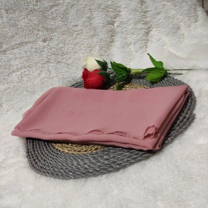TERLARIS Hijab Nina Segiempat Lasercut Jumbo Syar'i/Jilbab Pollycotton Bella - DUSTY PINK