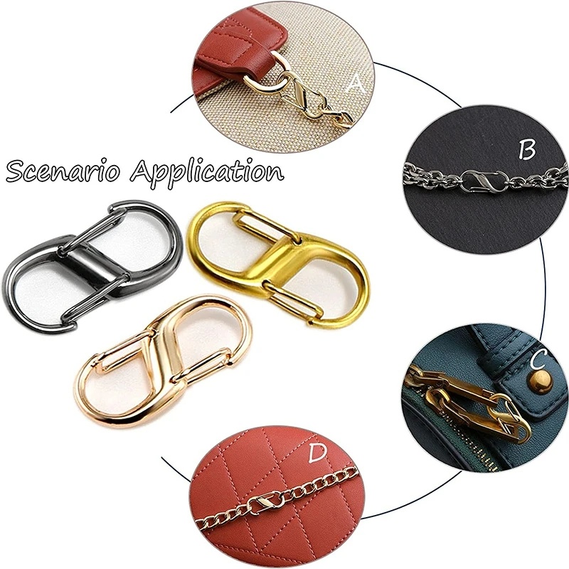 S Type Shape Adjustable Metal Buckle/Kaitan Rantai Gesper Ganda Klip Logam Kecil Untuk Extender Aksesoris Panjang Rantai Tas