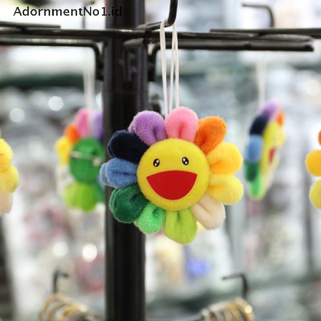 [AdornmentNo1] Kawaii Sunflower Keychain Mainan Lucu Ransel Liontin Bentuk Tanaman Keyring Smiling [ID]