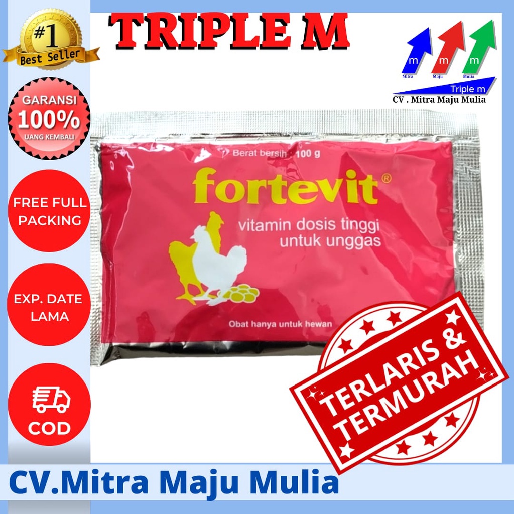 FORTEVIT 100 gram Vitamin Dosis Tinggi Untuk Unggas