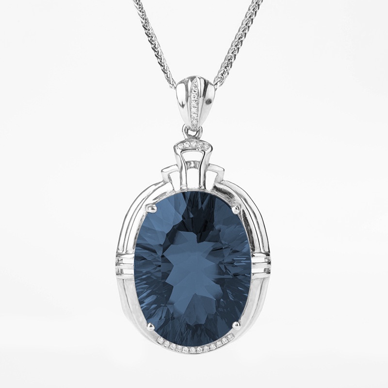 Goldkingdom Aksesoris Perhiasan Fashion Ready Stock Set Kalung Batu Permata Berwarna Dengan Liontin Zirkon Afrika Selatan Batu Permata Berwarna