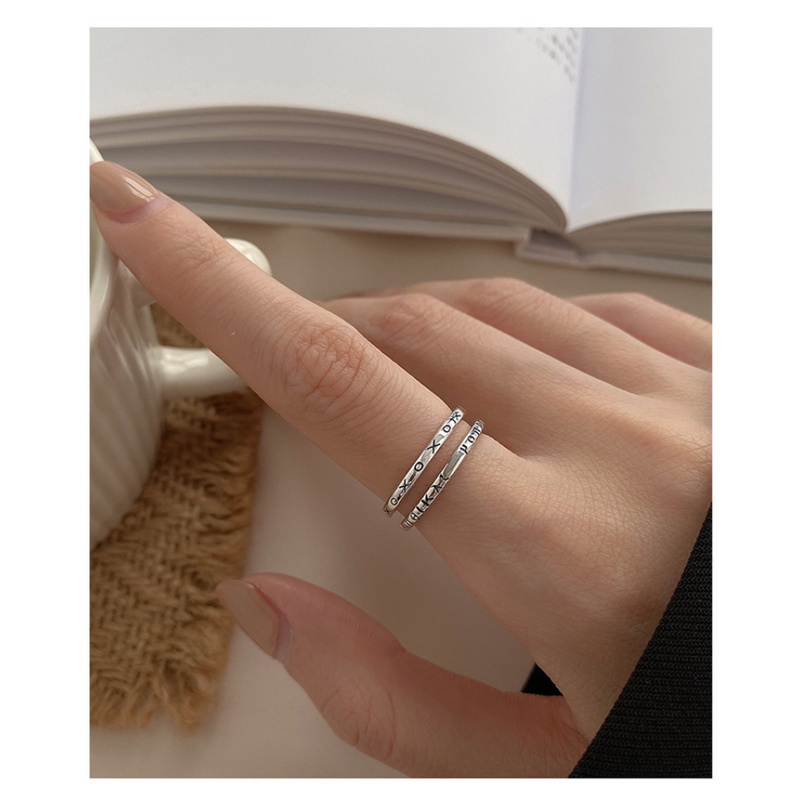 Goldkingdom Aksesoris Perhiasan Fashion Ready Stock Pacar Cincin Yunani Perempuan Niche Desain Rasa Versi Korea Dari Ins Angin Dingin Mulut Cincin Jari Telunjuk Cincin