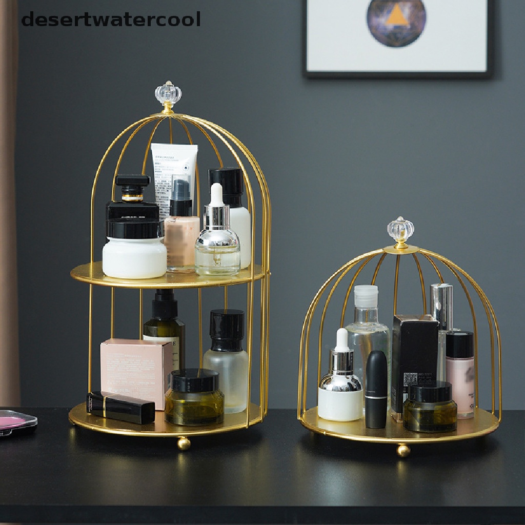 Deid Besi Art Nordic Style Bird Cage Rack Rak Penyimpanan Kosmetik Rak Meja Finishing Martijn