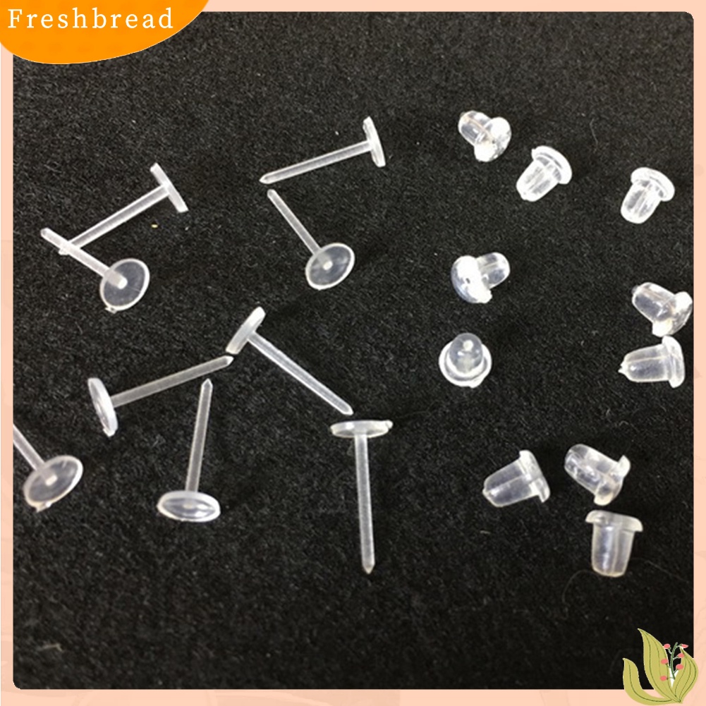 {In Stock} 50Pcs/Set Unisex Plastik Bening Anting Post Telinga Pin Punggung DIY Perhiasan Aksesori