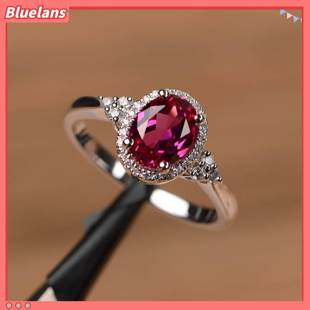 {In Stock} Fashion Wanita Oval Cubic Zirconia Jari Cincin Pernikahan Pertunangan Perhiasan Hadiah