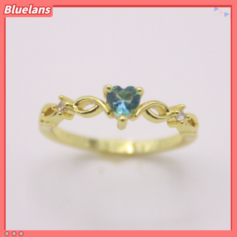 {In Stock} Wanita Fashion Hati Cubic Zirconia Tergabung Hollow Band Cincin Hadiah Perhiasan Pernikahan