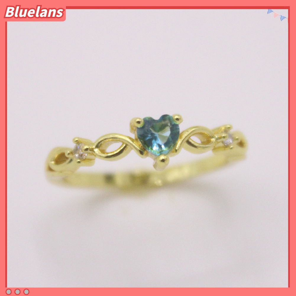 {In Stock} Wanita Fashion Hati Cubic Zirconia Tergabung Hollow Band Cincin Hadiah Perhiasan Pernikahan