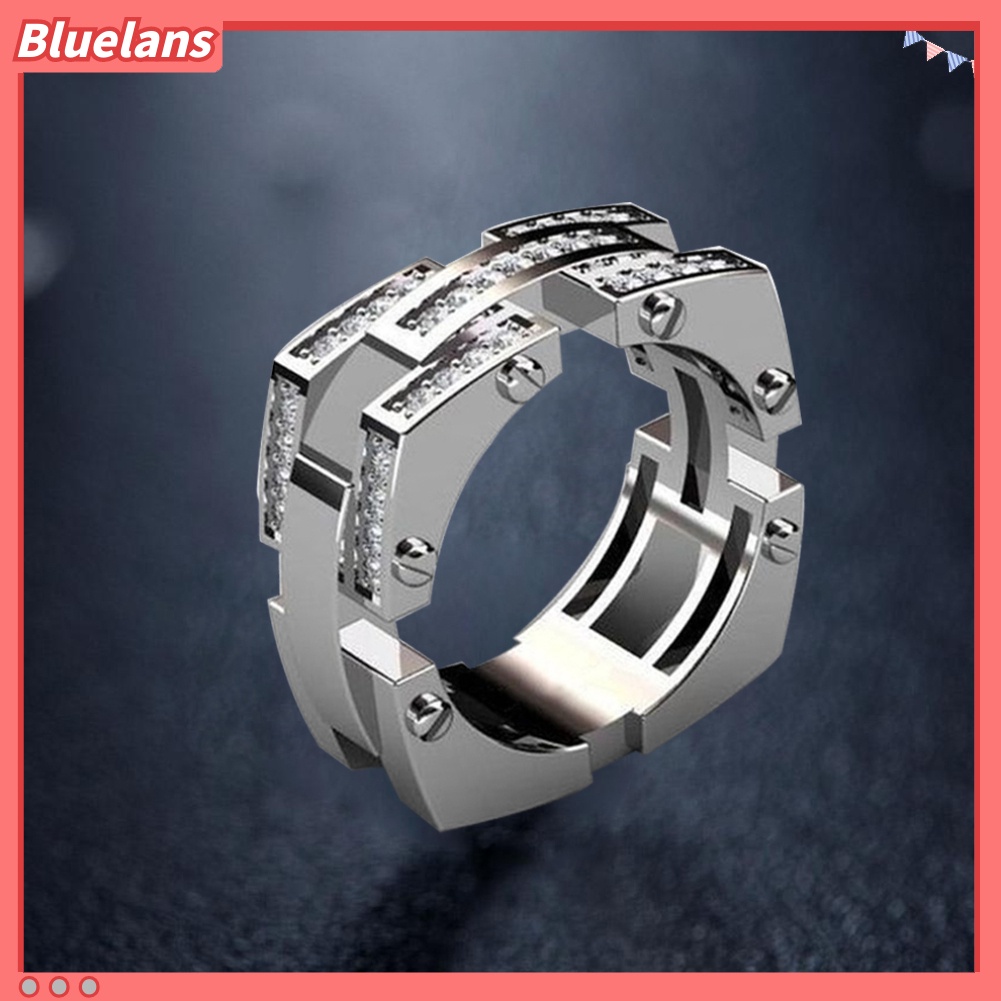 {In Stock} Fashion Unisex Mekanik Sekrup Berlian Imitasi Bertatahkan Jari Cincin Perhiasan Pesta