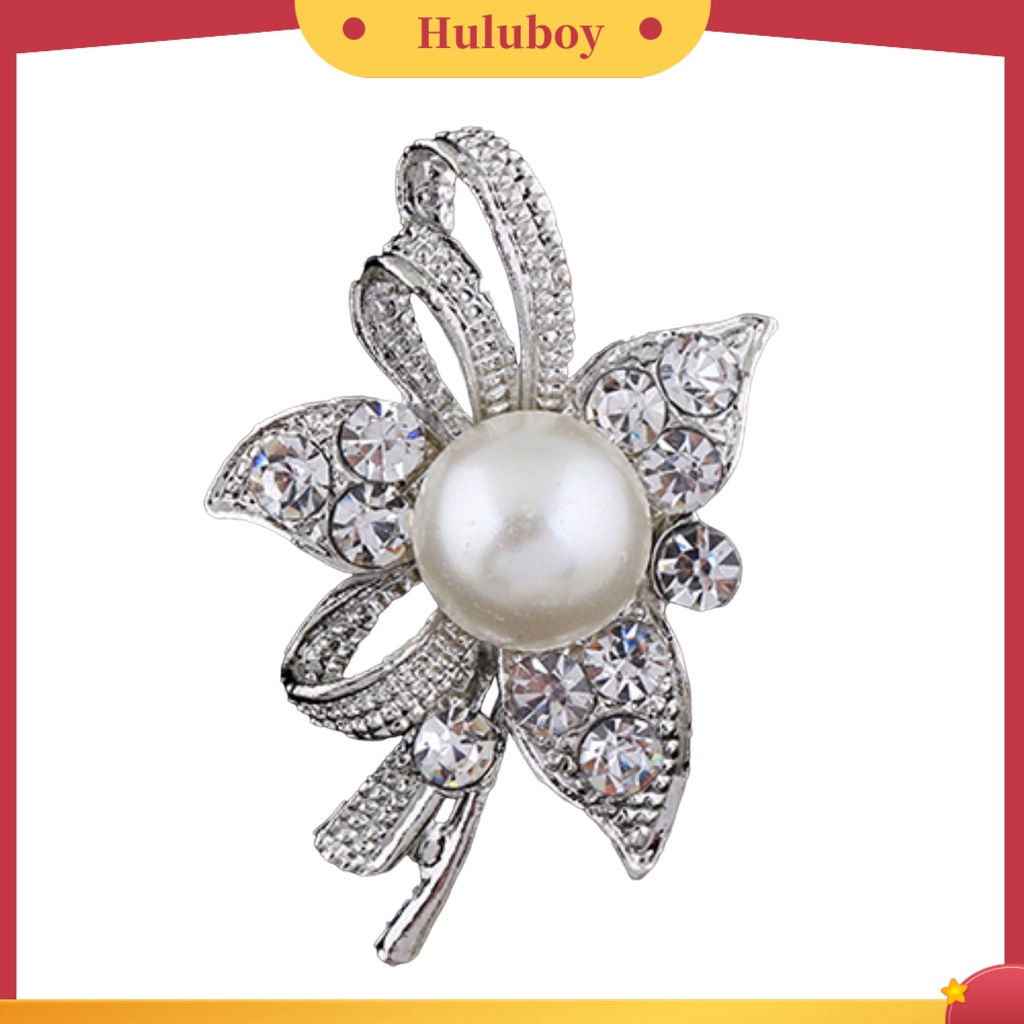 {Ready Stock} Baru Buket Pengantin Berlian Imitasi Kristal Bros Pin Perak Mutiara Bros Bunga