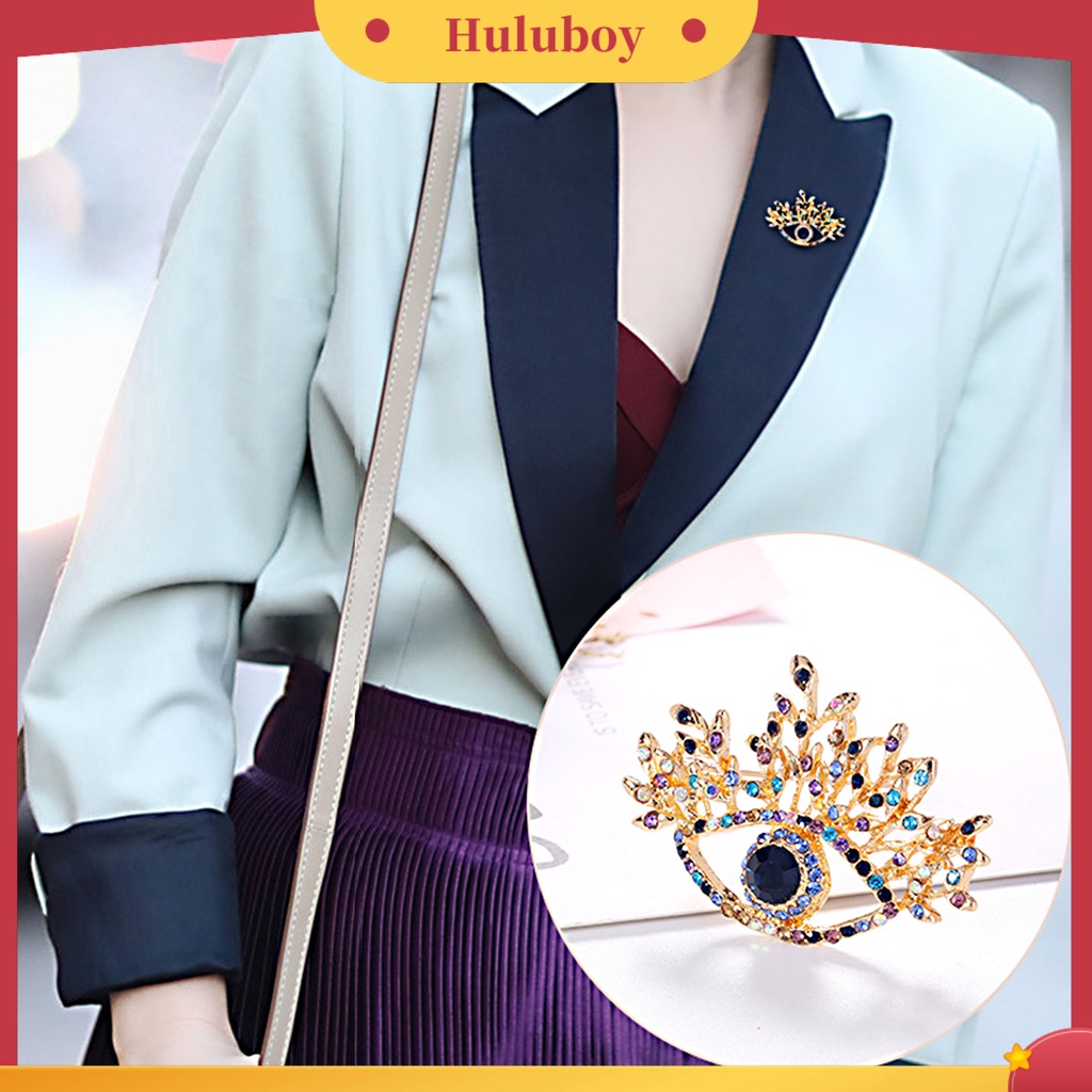 {Ready Stock} Lapel Pin Aksesoris Pakaian Elegan Portable Cinta Hati Mata Hias Berlian Imitasi Bros Pin Untuk Pesta