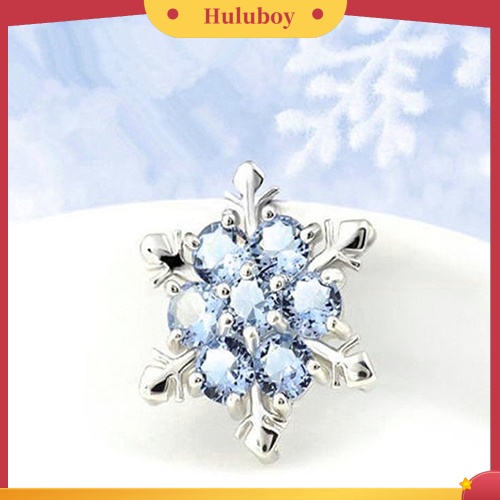 {Ready Stock} Fashion Wanita Perak Berlapis Dazzing Snowflake Biru Berlian Imitasi Kalung Liontin