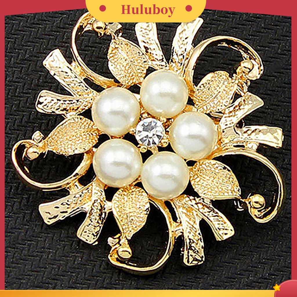 {Ready Stock} Wanita Breastpin Elegan Ada Deformasi Bunga Berlian Imitasi Mutiara Imitasi Bros Pin Untuk Pesta Pacaran