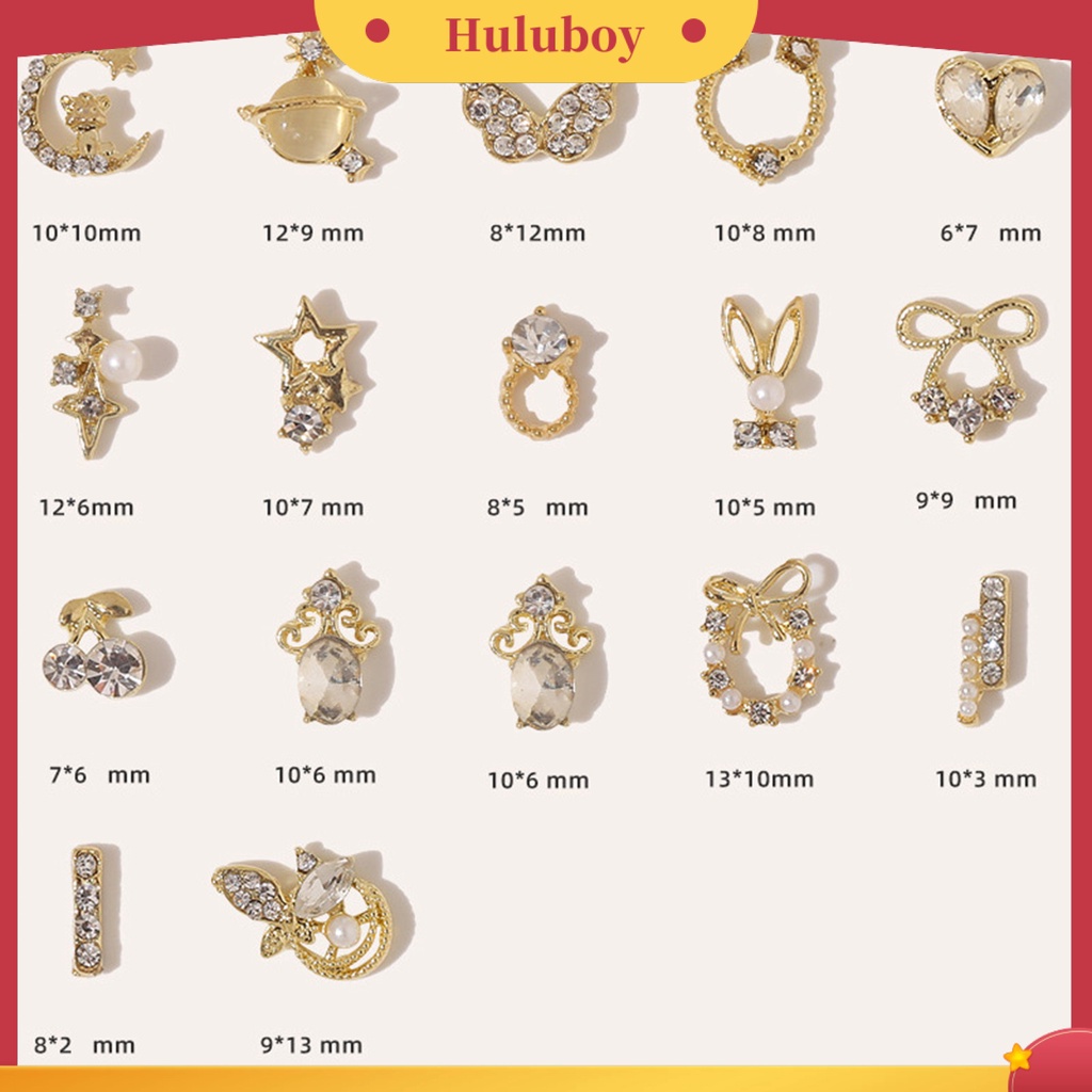 {In Stock} 10Pcs Manicure Decor Tiga Dimensi Bersinar Berkilau DIY Tahan Karat Mutiara Palsu Emas Jantung Busur Berlian Palsu Pesona Kuku Salon Pasokan