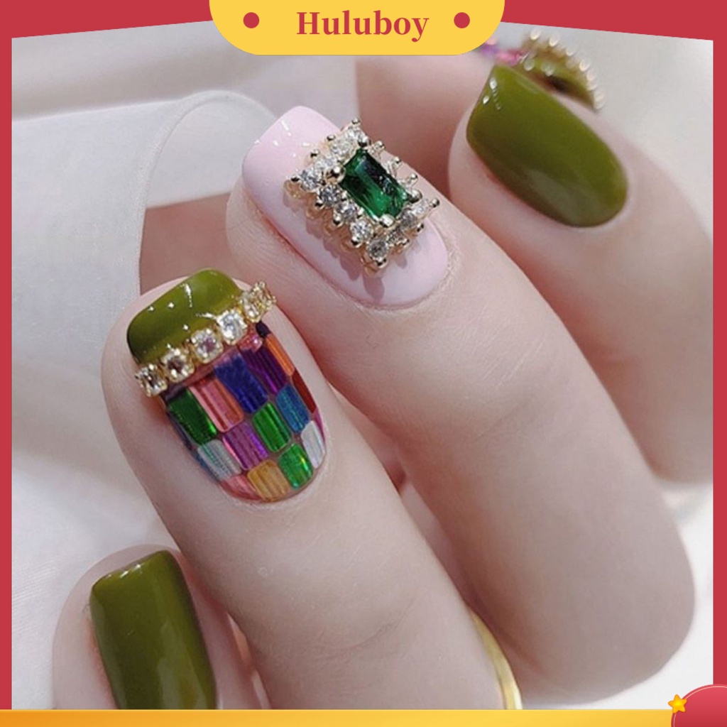 {In Stock} Hiasan Nail Art Tempel Bersinar Mudah Indah Kreatif Hidup DIY Ringan Splicing Persegi Panjang Multicolor Nail Sequin Untuk Wanita