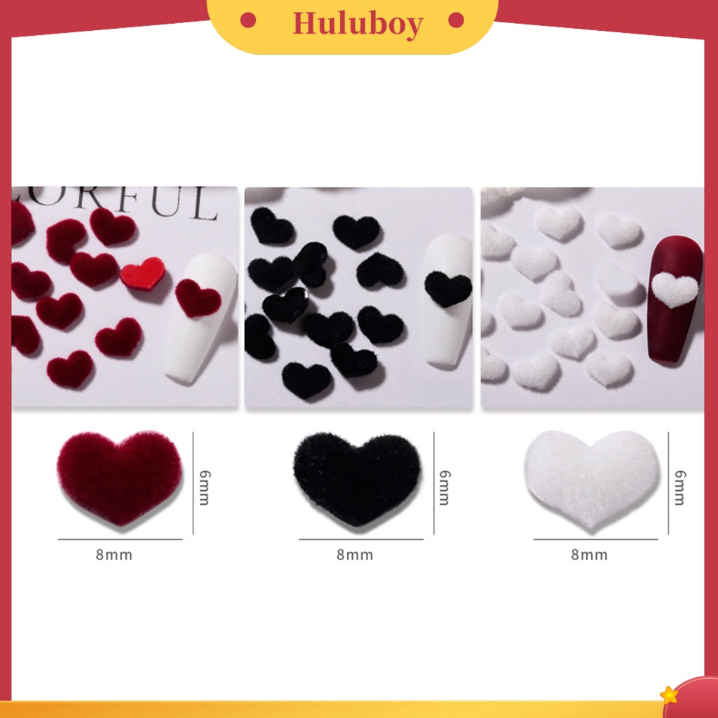 {In Stock} 20 Pcs Nail Art Dekorasi Mudah Tempel Berbulu Tiga Dimensi DIY Mini Hitam Merah Putih Musim Gugur Musim Dingin Manicure Mewah Jantung Perlengkapan Kuku