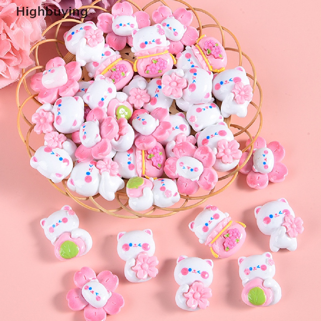 Hbid 10 Pcs Kartun Ransel Bunga Sakura Kucing Resin Aksesoris Datar Kembali Scrapbooking DIY Perhiasan Craft Dekorasi Phone Case Kulkas Stiker Glory