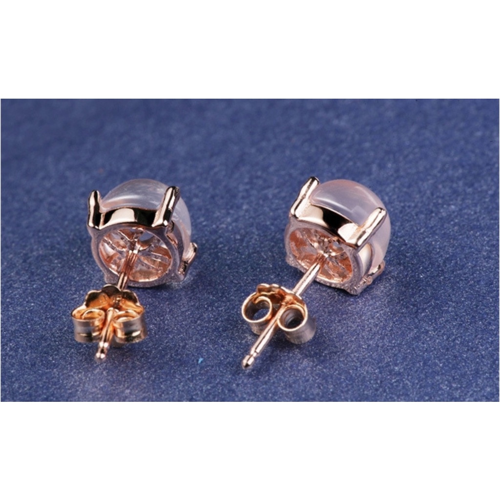 Goldkingdom Aksesoris Perhiasan Fashion Ready Stock Rose Gold Stud Perempuan Versi Korea Sederhana Hibiscus Batu Stud