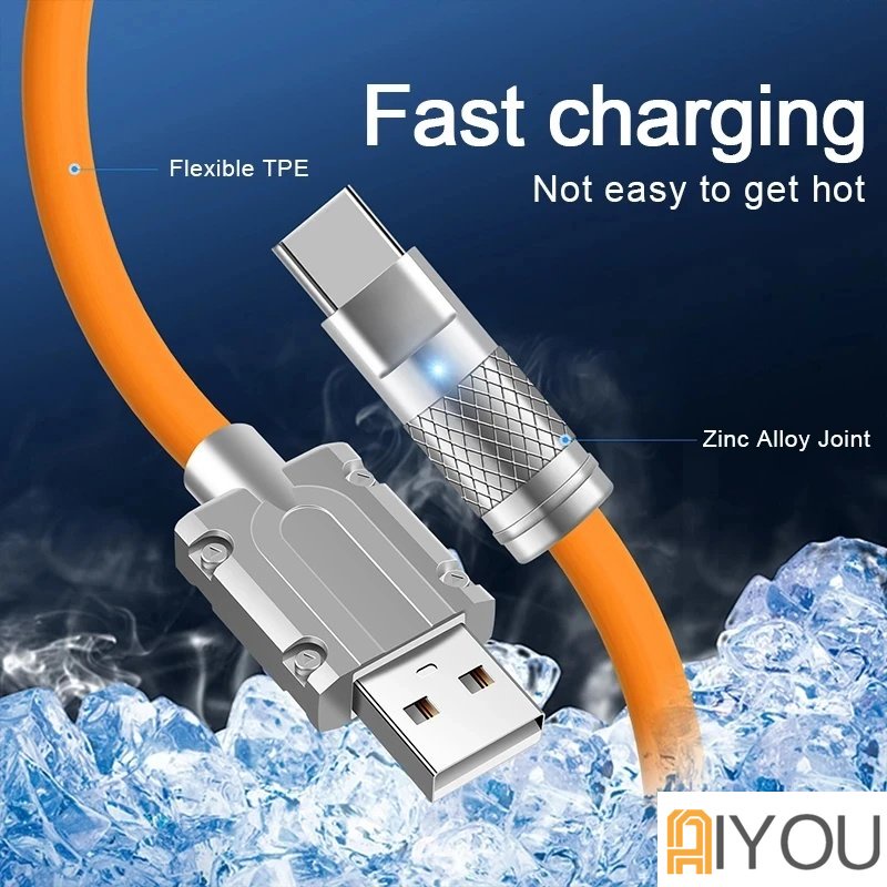 Kabel Data USB MICRO/USB TYPE-C/ USB LIGHTNING 120W Super Fast Charging Cable Durable Silicone Kuat Tahan Lama 1M/2M