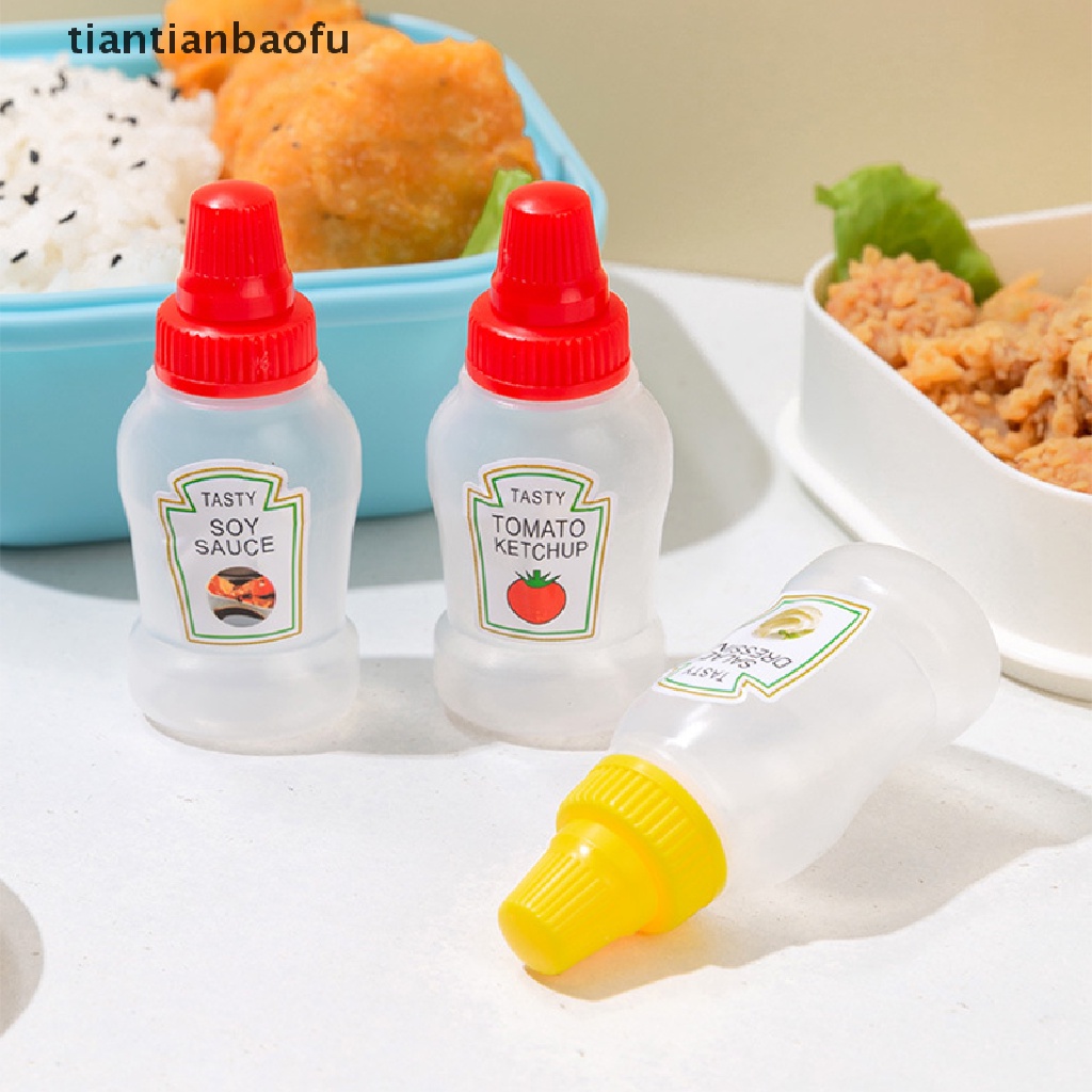 [tiantianbaofu] 4pcs/set 25ML Botol Kecap Tomat Mini Madu Mustard Portable Wadah Saus Kecil Salad Dressing Container Pantry Container Butik