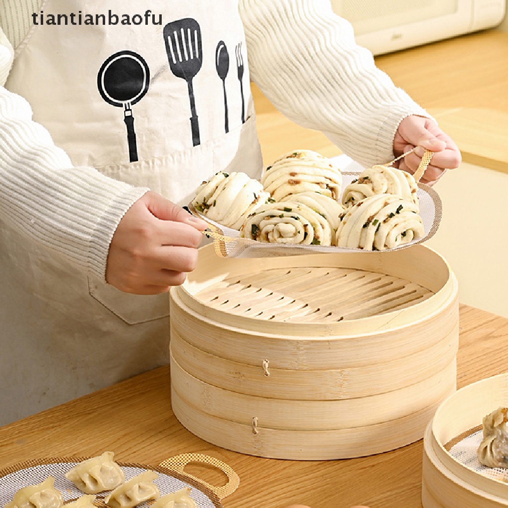 [tiantianbaofu] Tatakan Kukus Silikon Bulat Reusable Non Silicone Steamer Mesh Mat Butik
