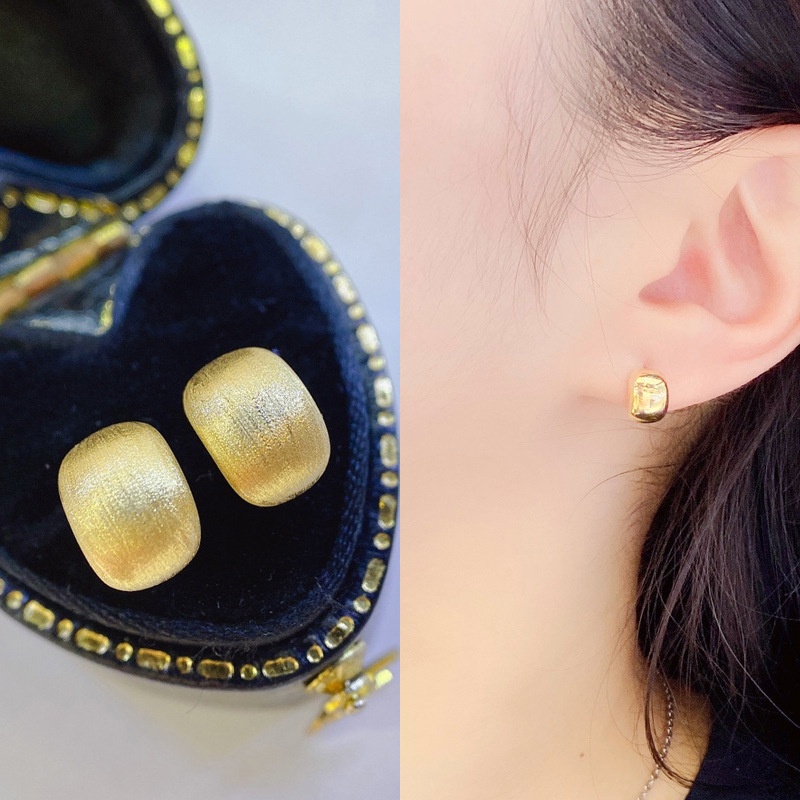 Goldkingdom Aksesoris Perhiasan Fashion Ready Stock Anting Stud Kain Sikat Tangan Itali Dengan Anting Glossy Lapis Emas