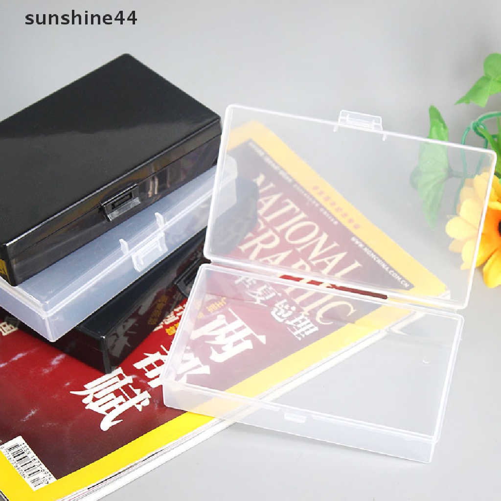Sunshine Kotak Penyimpanan Plastik Transparan Persegi Panjang Organizer Stiker Box Wadah Desktop Snap Dustproof Tahan Lama Tempat Penyimpanan Perhiasan ID