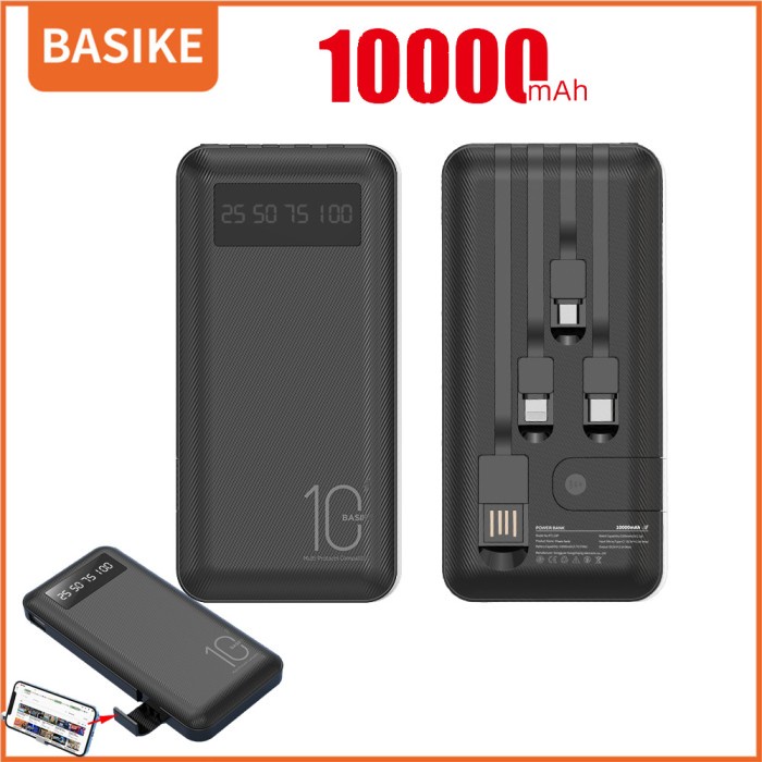 POWERBANK 10000MAH BASIKE ASLI DENGAN KABEL ISI DAYA SEMUA TELEPON