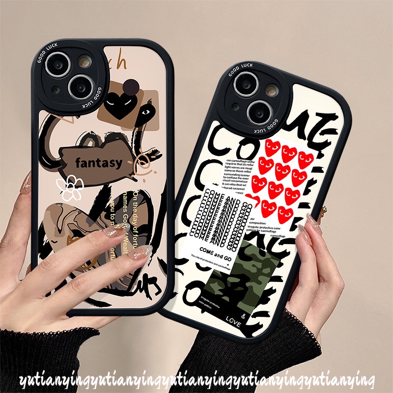 Graffiti Cinta Hati Comme des Garcons Case Realme C53 C31 C30s C55 C12 C21Y C11 C25Y C35 C30 C15 5 9i 6i 10 Pro 10Pro+ C17 C17 6 8i 8 8 5i 7i 6s C21 GT C3 C25s C20 Soft Sarung Tpu