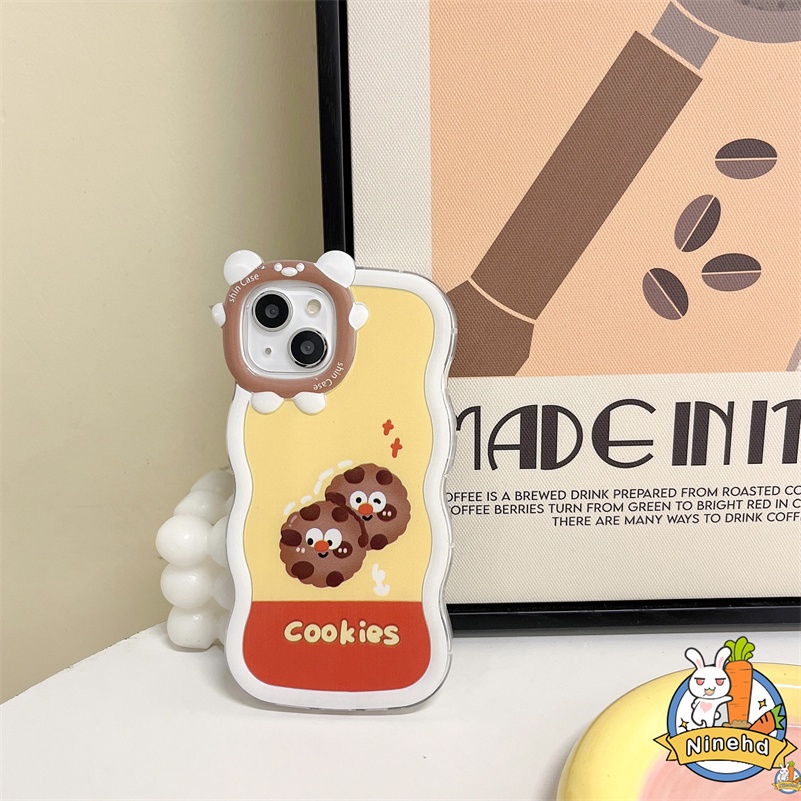 IPHONE Casing Kompatibel Untuk Iphone14 13 12 11 Pro Max X Xr Xs Max7 8 6 6s Plus SE Motif Cookies Lucu Casing Ponsel Bergelombang Monster Kecil Frame Lensa Anti Jatuh Shockproof Cover Pelindung