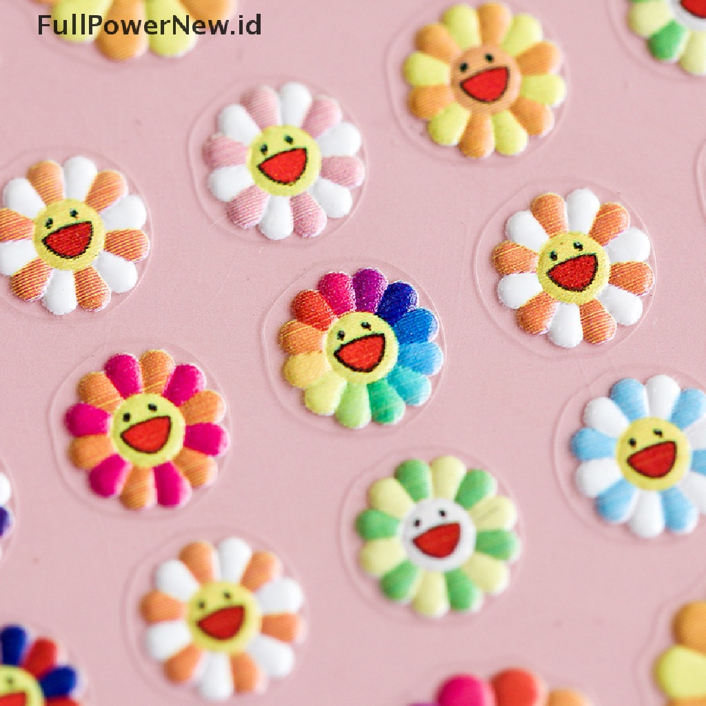 Power Bunga Matahari Stiker Kuku Bunga Smiley Matahari Kuning Daisy Leaf Flower Nail Decals ID