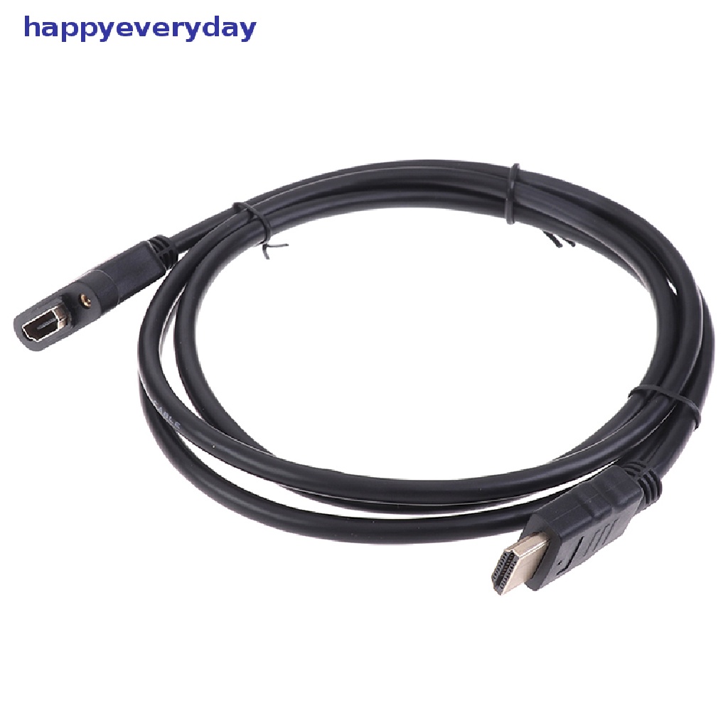 [happy] 1pc Kabel Ekstensi HDMI Male to Female Lapis Emas Dengan Kabel Mount Panel Sekrup [ID]