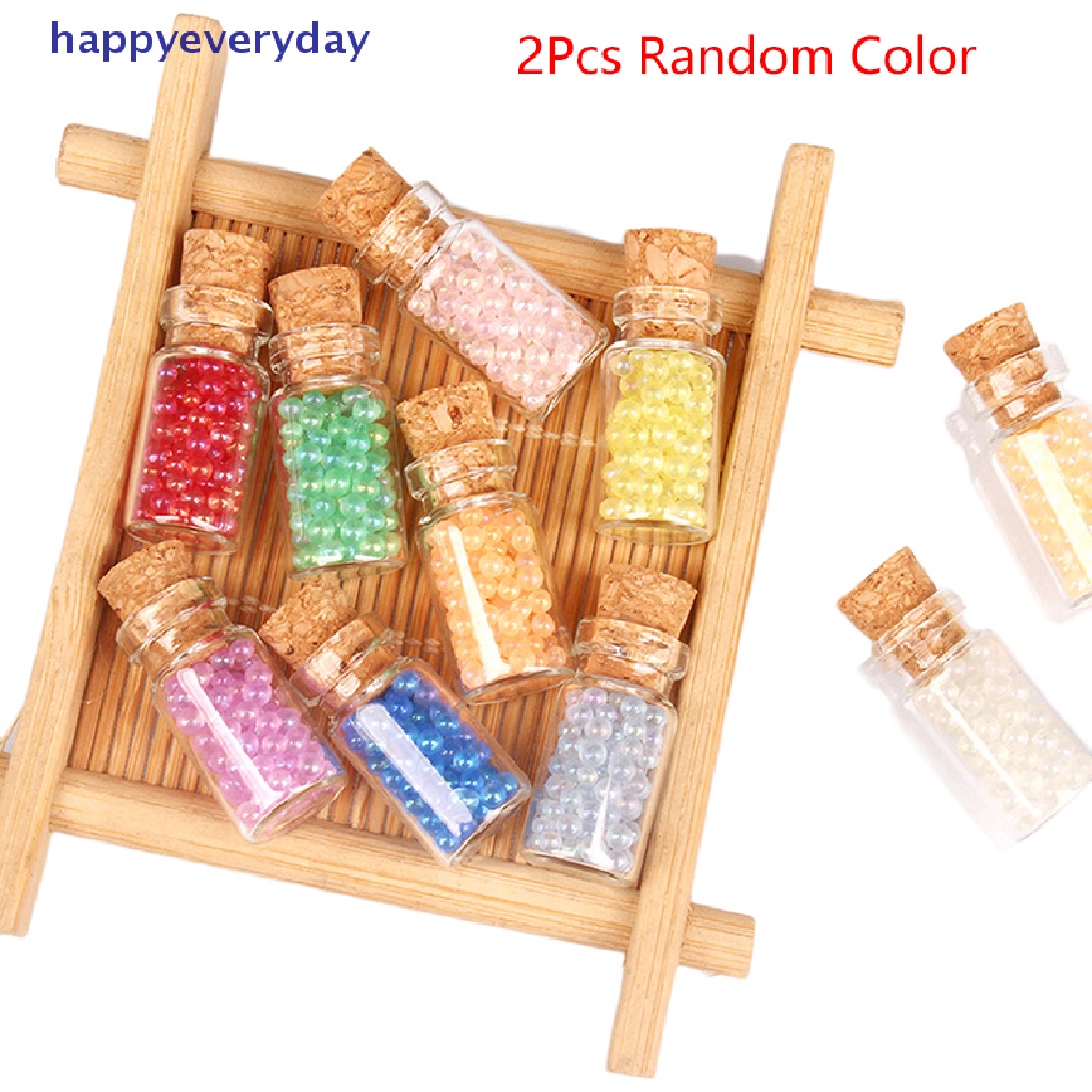 [happy] 2pcs Mini Luminous Bead Wishing Bottle Dekorasi Rumah Rumah Boneka Miniatur Ornamen DIY Aksesoris [ID]