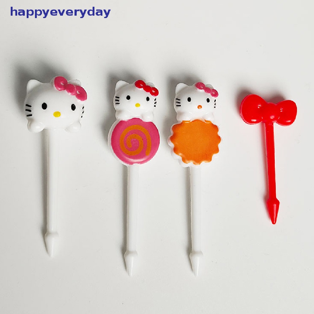 [happy] 8pcs/set Mini Kitty Garpu Buah Anak Snack Dessert Bento Sandwich Lunches Dekorasi Pesta [ID]