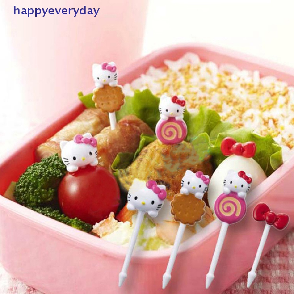 [happy] 8pcs/set Mini Kitty Garpu Buah Anak Snack Dessert Bento Sandwich Lunches Dekorasi Pesta [ID]