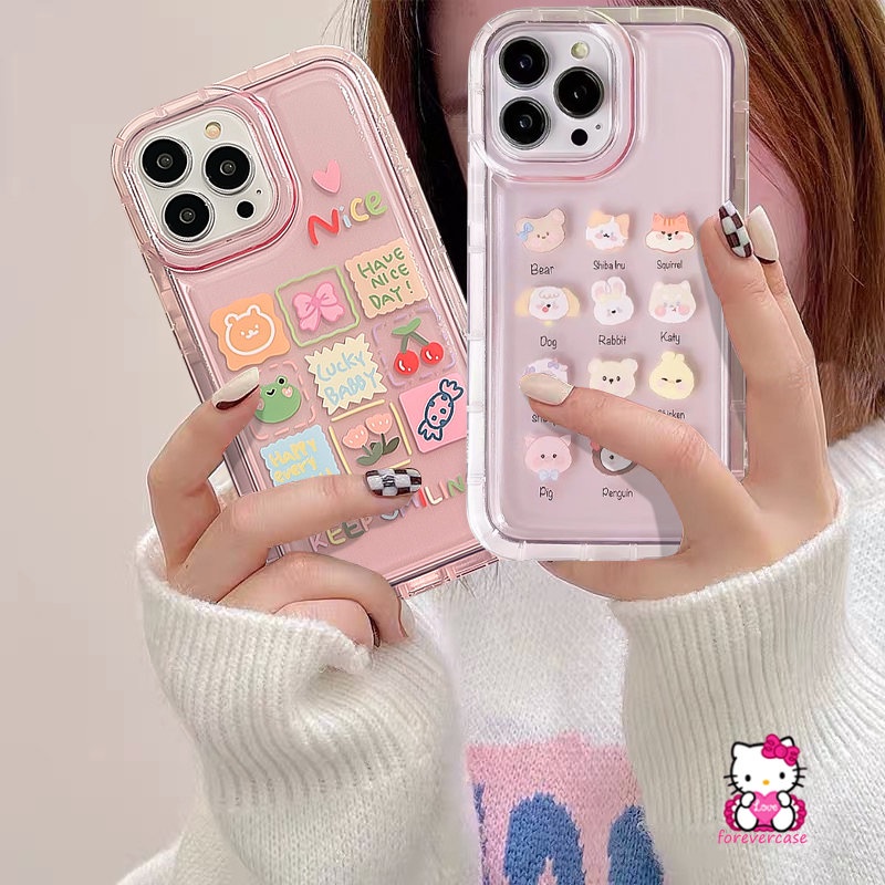 Kawaii Kartun Hewan Lucu Beruang Kodok Permen Cherry Casing Redmi Note11 10 8 10s 11s 9 Redmi 9T 10 A1 10C 9 12C 9C NFC 10A 9A Note1 Note9 Note10 Note10 Note10s POCO F4 Airbag Soft Case