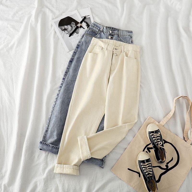 TOPGROSIR TG1701 Celana Jeans Wanita Highwaist Kancing Dua Import Loose Pants Trousers Boyfriend Jeans Terbaru