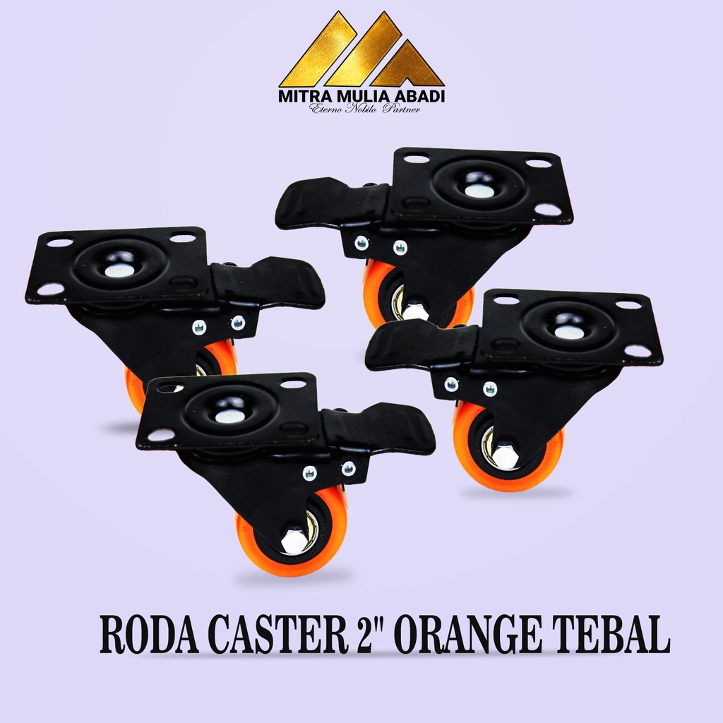 Roda Orange 4PCS Kaster/Kastor  2&quot; Inci TEBAL Plus Rem  dan Tanpa Rem  Serba guna