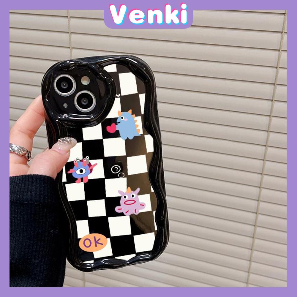 Case for iPhone 11 Pro Max TPU Soft Glossy Curved Wave Case Classic Checkerboard Camera Protection Shockproof For iPhone 14 13 12 11 Plus Pro Max 7 Plus X XR