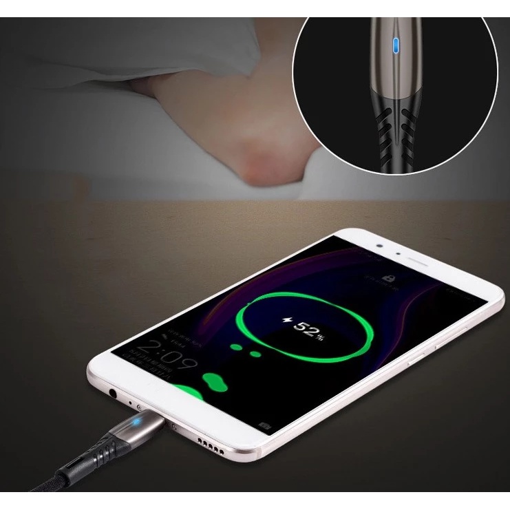 Kualitas Tinggi 1m 3A Nylon Android USB Cable USB Tipe C Cable Zinc Alloy LED Micro USB Data Charging Kabel Data Ponsel