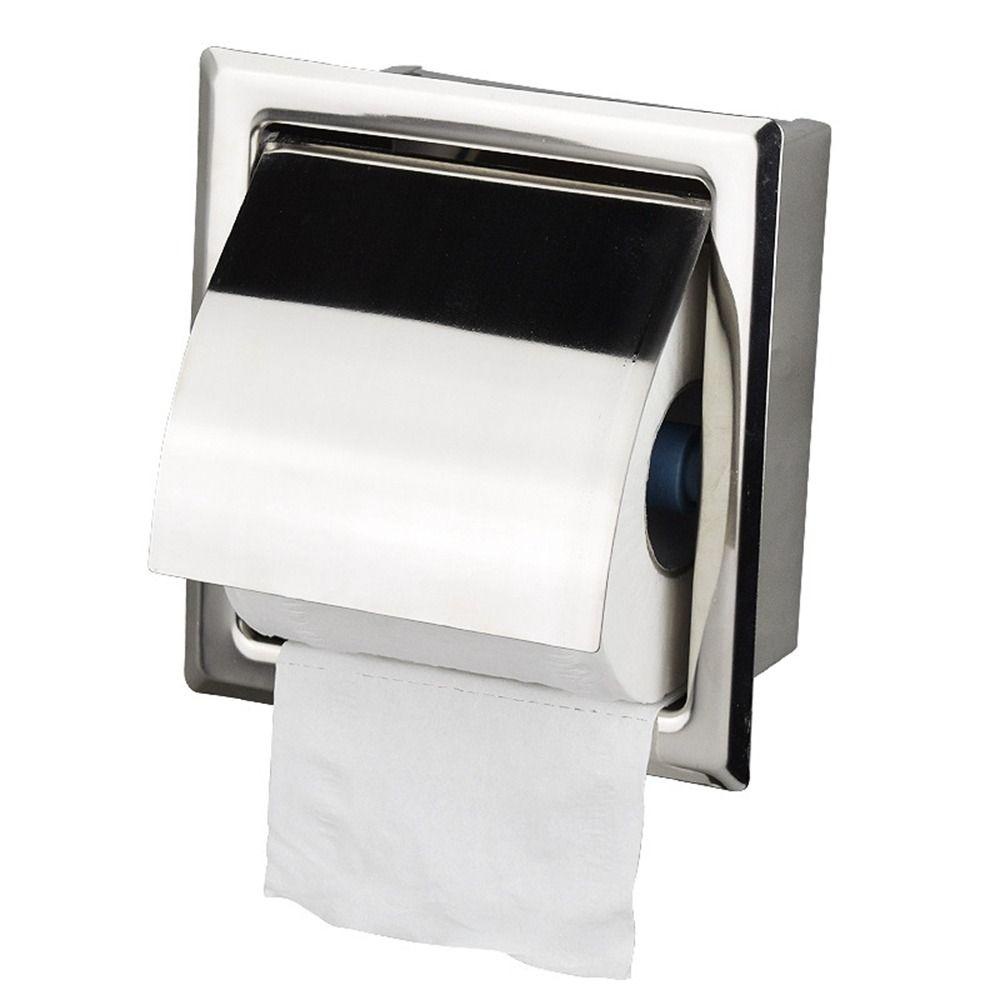 [Elegan] Tissue Box Stainless Steel 1Pcs Aksesori Kamar Mandi Dengan Penutup Tertanam Concealed Toilet Paper Holder