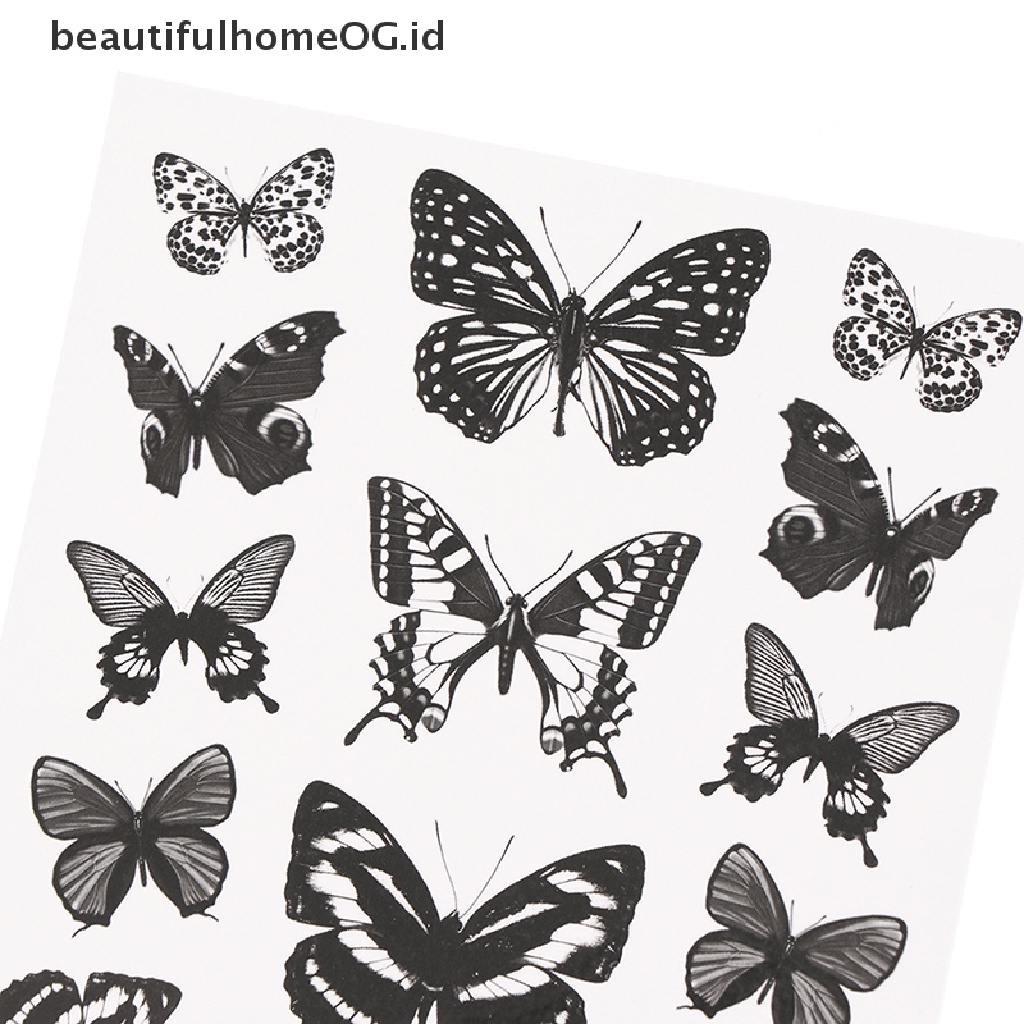 // Beauty// 1lembar Stiker Tato Temporer Tahan Air 3D Butterfly Fake Tattoo Leg Arm Art **